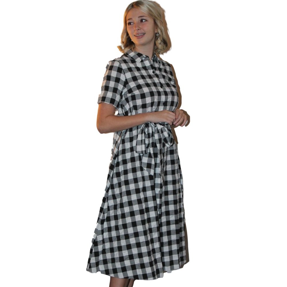 Lisa Marie Fernandez B & W Checked Shirt Dress XS